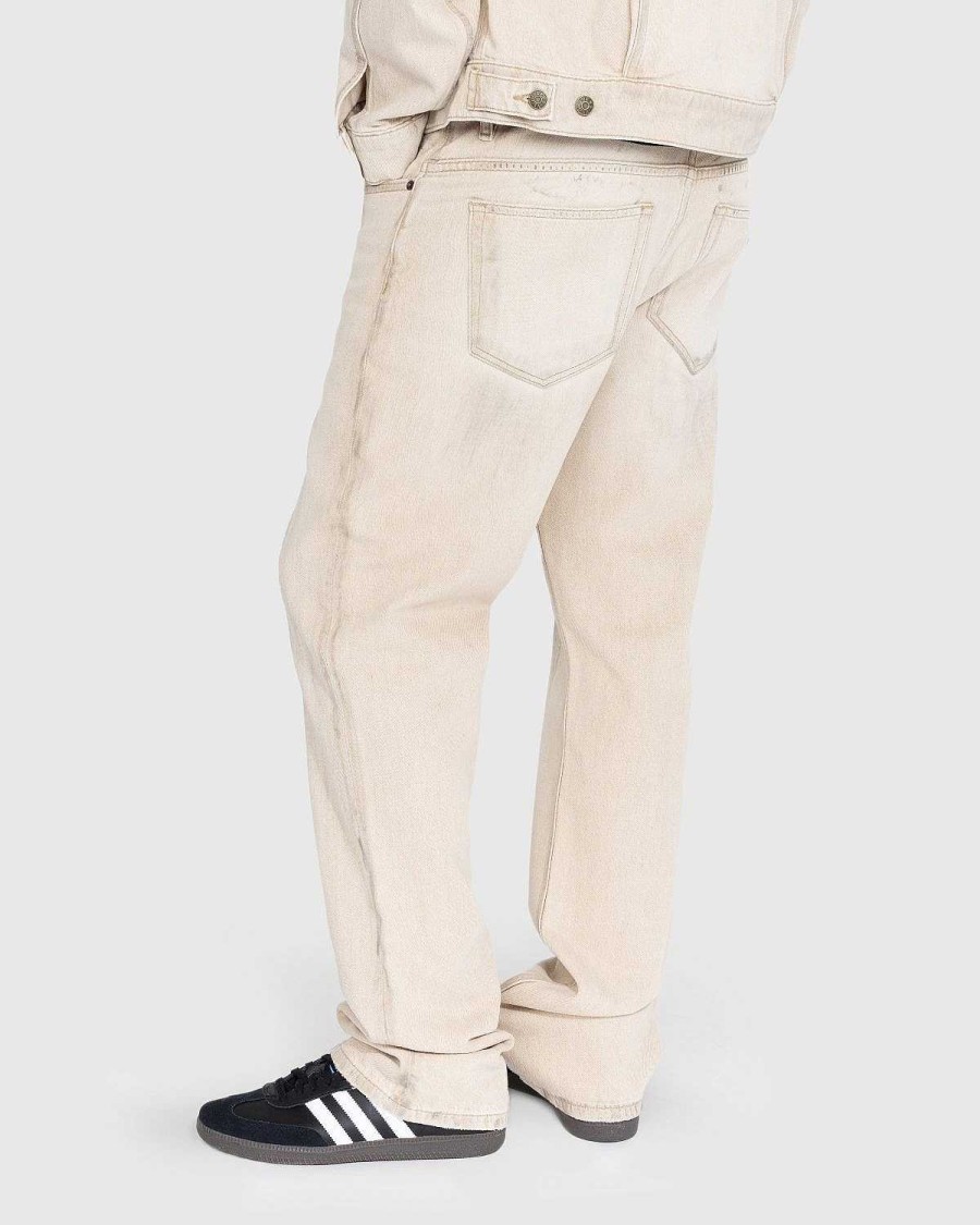 Bukser | Guess USA Vintage Denim Bukser Med Lige Ben Beige